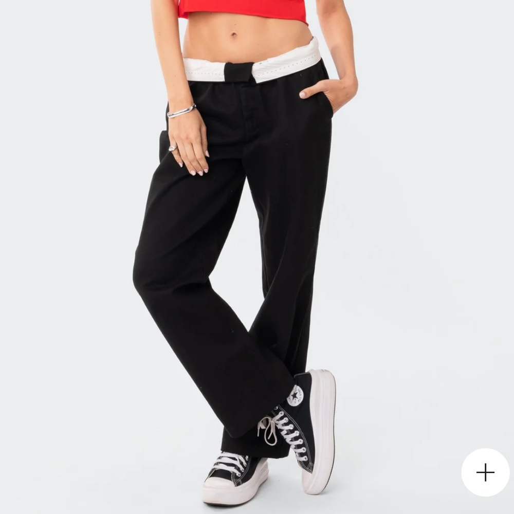 EDIKTED FOLDED WIDE LEG CHINO PANTS